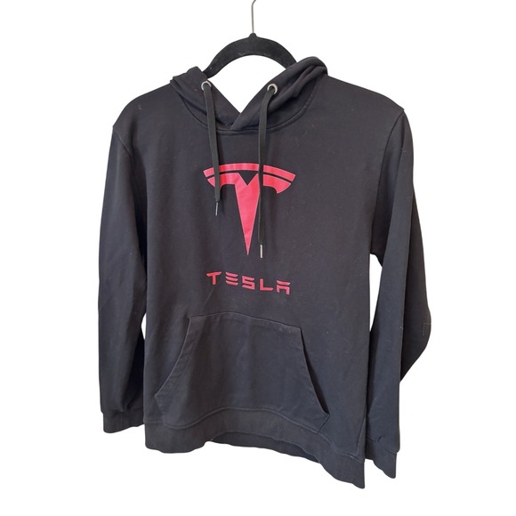 Tesla Other - THREE IN Tesla Graphic Print Black Fleece Hoodie Pullover Hooded Pockets Size S